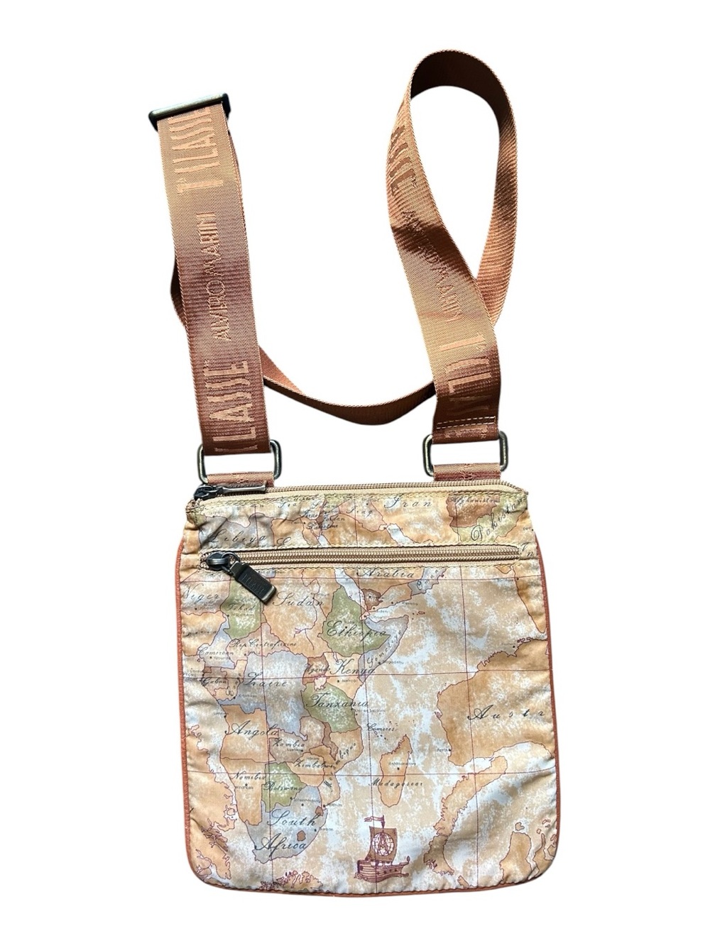 Alviero Martini 1a Classe Geo Map Vintage Crossbody Bag